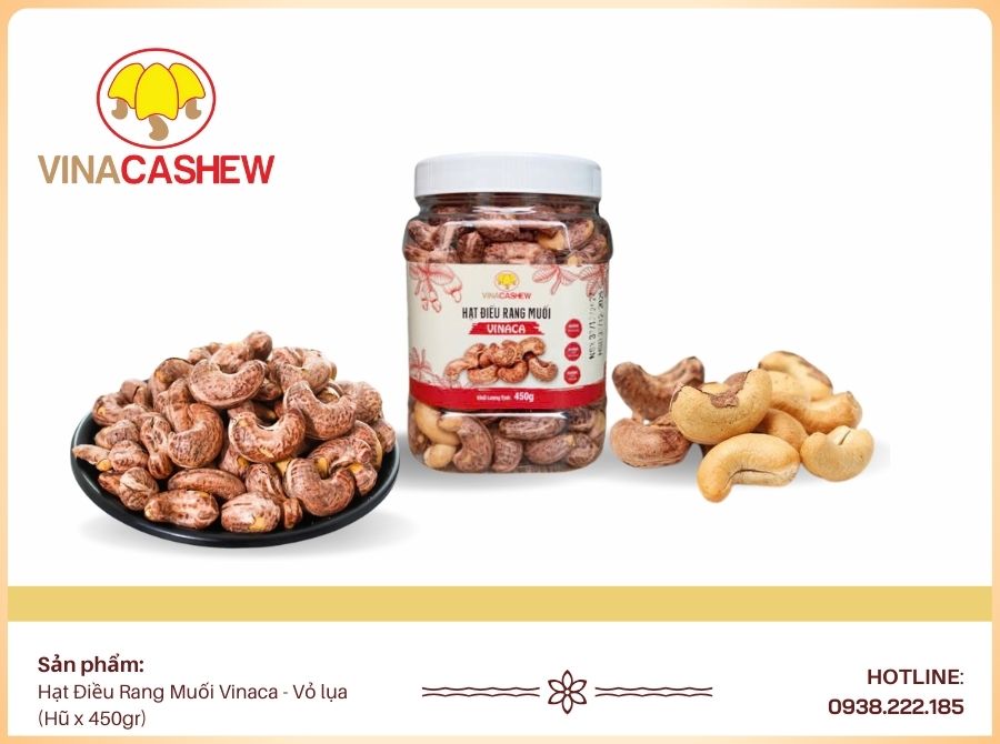 Hạt Điều Rang Muối Vỏ Lụa - Hũ 450gr