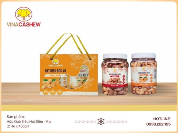 Hộp Quà Biếu Hạt Điều - Mix 450gr