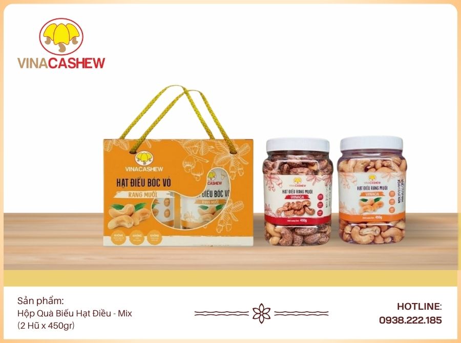 Hộp Quà Biếu Hạt Điều - Mix 450gr