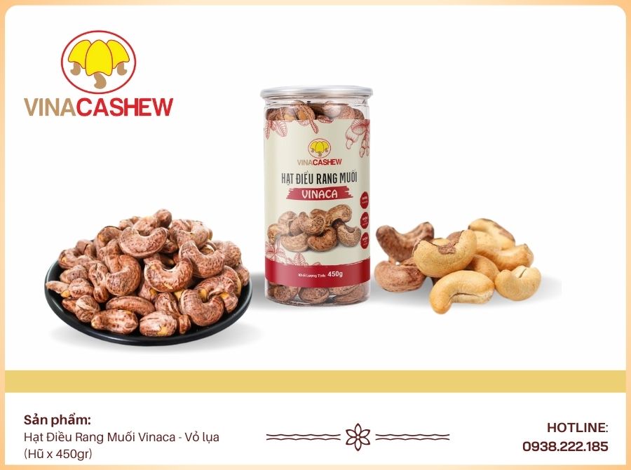 Hạt Điều Rang Muối Vỏ Lụa - Hũ 450gr